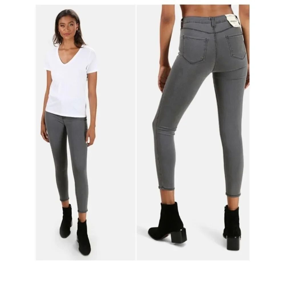 $265 L'AGENCE // margot skinny high rise cropped stretch denim jeans size 26